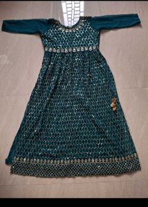 Teal Geometric Embroidered Salwar Kameez