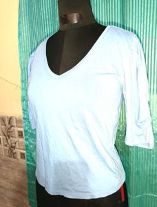 🎁Buy 2 Get 1 Free🎁Size S/M Cute Blue V-Neck Top