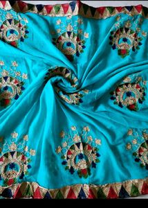 Embroidered Glace Cotton Unstiched PompomSuit