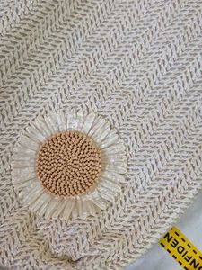 Woven Tote Bag with Sunflower