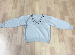 Oversized V-Neck Knit Sweater.
