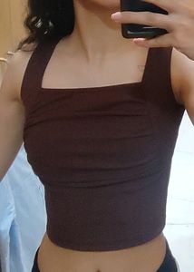 Extremely Trendy, Ribbed Brown Top From LittleBoxIndia