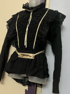 Pintrest Elegant Black Embellished Top