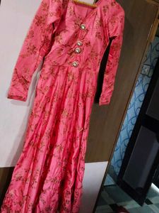 Pink Floral Anarkali Dress