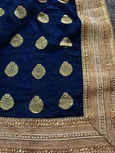Heavy Saree White And Blue
