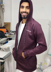 SOLID COLOR FLEECE ZIPPER  HOODIE