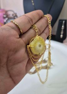 Raw Solar Agate Stone Pendant Necklace