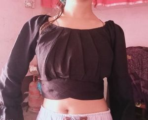 Stylish Black Back-Tie Crop Top