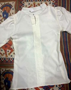 Elegant White Formal Shirt-Style Top