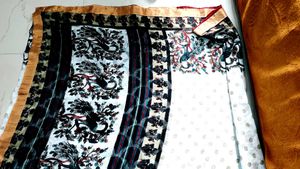 White Cotton Saree Printed
