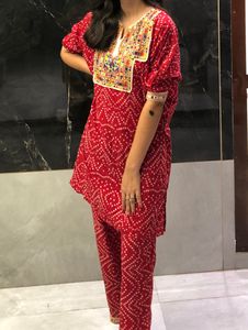 Red Bandhani Navratri Dress Set