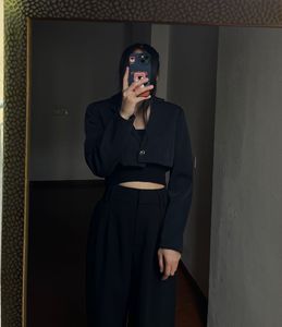 Navy Blue Petite Cropped Blazer