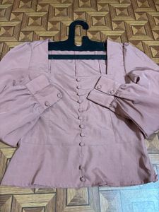 Peach Button-Down Top