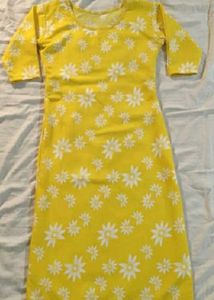 Yellow Floral Print Kurti size:- M