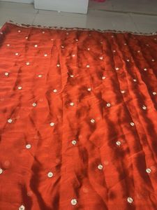 Elegant Red Saree with golden blouse