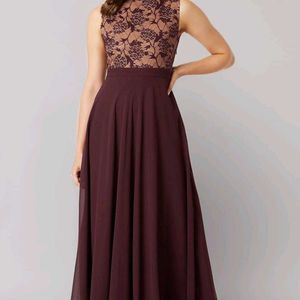 Women&#39;s Brick Red &amp; Dusty Green Boat Neck Sleevele