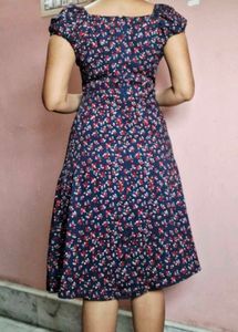 Navy Blue Ditsy Floral Print Dress