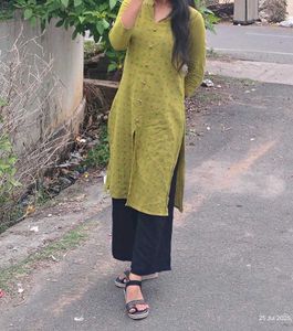 Olive Green Printed Kurti