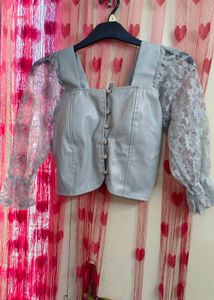 Princess Leather Grey Corset 🩶🤍