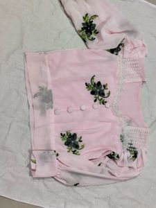 Embroidery Work Pink Top New