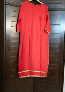 Women Red Georgette Beads Straight Palazzo Suit