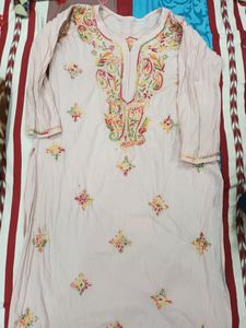 Light Pink Chickeankari Kurti