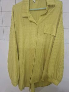 Olive Green Button-Down Top strachable
