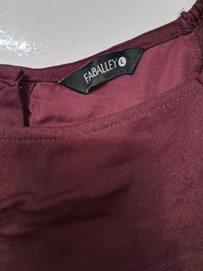 Burgundy Off-Shoulder Mini Dress