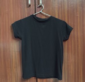 Black Ribbed T-Shirt