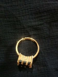Golden Ring With Black Diamond Stone
