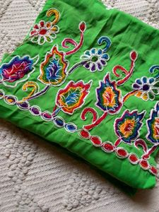 Green Embroidered Fabric Kurti