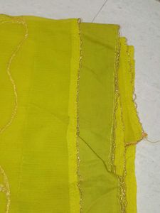 Yellow Chiffon Saree with Embroidery