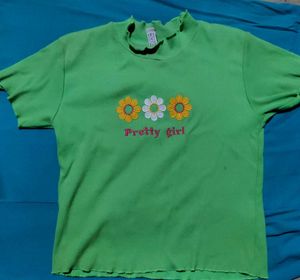 Green Ruffle Trim Top