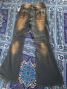 Embroidered Flare Leg Jeans