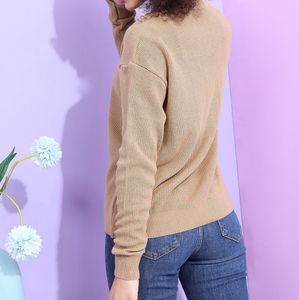 Women Beige Acrylic Sweater