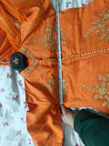 Orange Embroidered Kurta