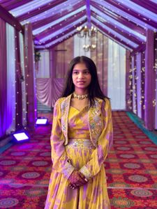 Yellow &amp; Lilac Lehenga Choli Set