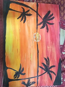 Sunset Palm Tree Painting