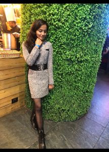 Gray Knit Mini Dress