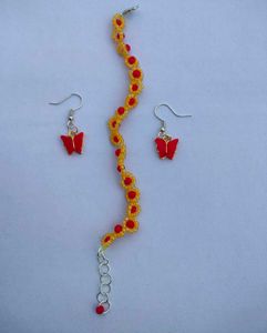 Yellow Colour Daisy Bracelet With Earrings Combo
