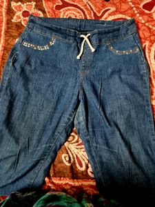 Embellished Denim Joggers