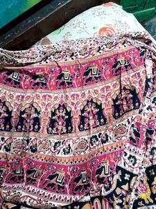 Vintage Print Wide Leg Pants