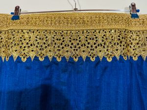 Party Wear Navy Blue Saree With Golden Work