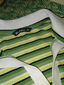 Striped Green Polo Top