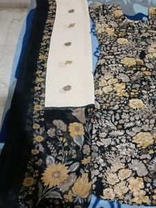 Black Floral Print Salwar Suit Dupatta