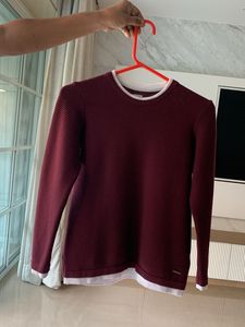 Burgundy Long Sleeve Knit Shirt Boy Age 8-10
