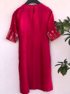 W Pink Embroidered Kurta