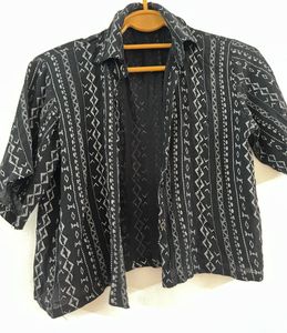 Black Patterned Short Sleeve shirt
