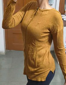Mustard Zippered Cardigan