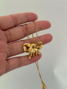 Gold Bow Pendant Necklace | Anti tarnish, water re